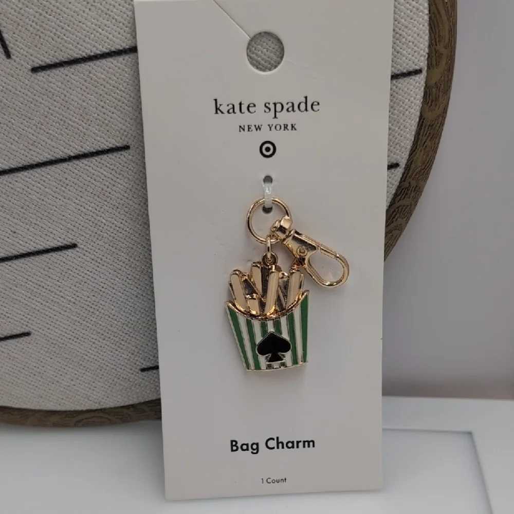 Kate Spade Green and Gold Fries Keychain Bag Charm